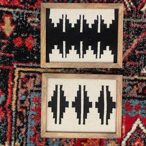 Black And White Southwest Textiles Framed Wall Decor 2 Piece